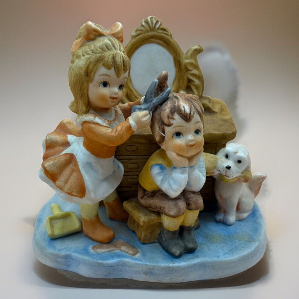 VTG LEFTON Hair Stylist Figurine Children Haircut Dog Puppy Helping W/Brush